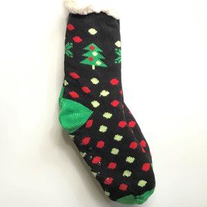 Festive Polka Dot Sherpa Lined Slipper Socks